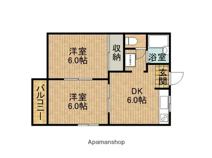 コンシェール八楠(2DK/1階)の間取り写真