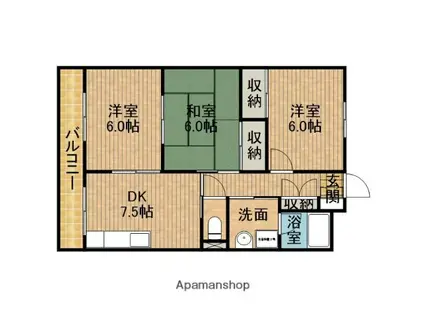 ウィステリア(3DK/2階)の間取り写真