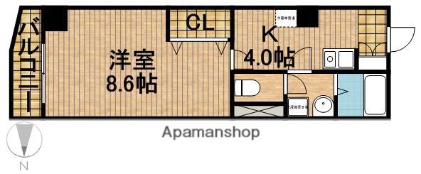 ゴールドサークル尾張町(1K/4階)の間取り写真