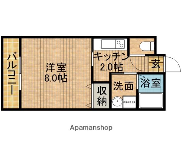 レトアSKⅡ(1K/2階)の間取り写真