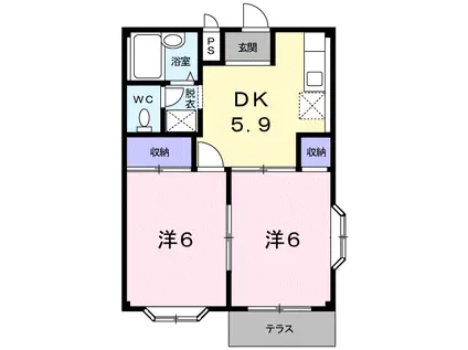 エルディムおおすみA(2K/1階)の間取り写真