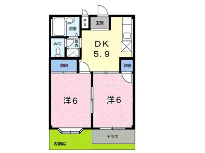 エルディムおおすみA(2DK/1階)の間取り写真