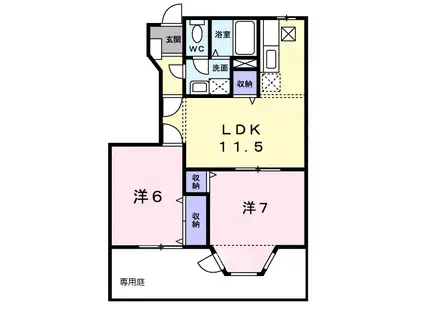 カルテットC(2LDK/1階)の間取り写真