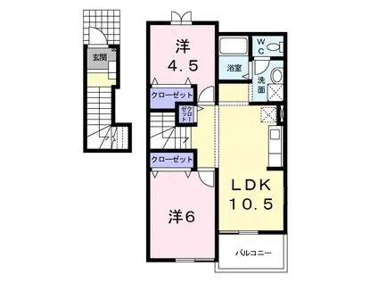 クレストール六瀬(2LDK/2階)の間取り写真