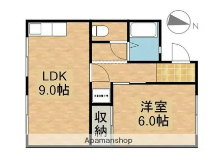 保六坂ハイツ(1LDK/2階)の間取り写真