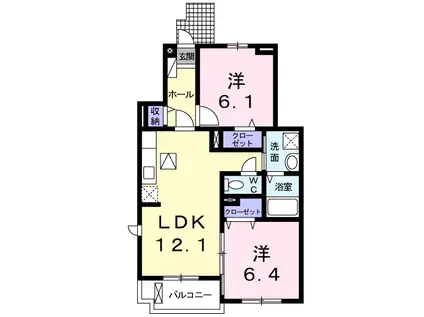 UNE ENTREE Ⅱ(2LDK/1階)の間取り写真