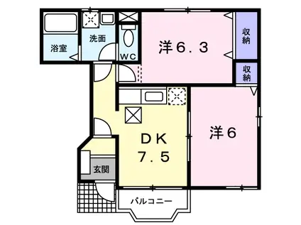 ハイツ陽気A(2DK/1階)の間取り写真