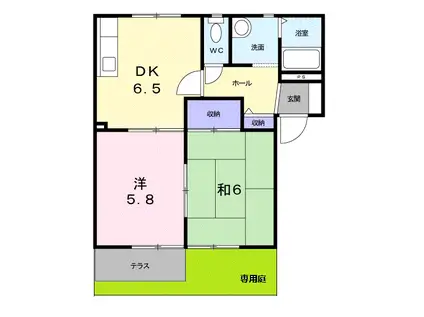 カサグランデ(2DK/1階)の間取り写真