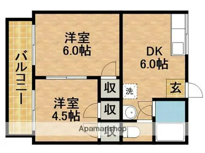 山本ハイツ(2DK/2階)の間取り写真