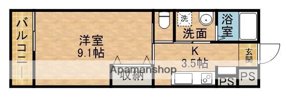 グラシアスときわ(1K/1階)の間取り写真