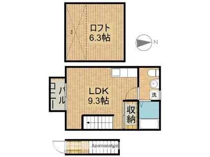 フラワーマウンテン(ワンルーム/2階)の間取り写真