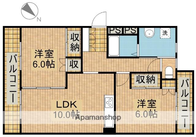 ブライティ西伊場(2LDK/2階)の間取り写真