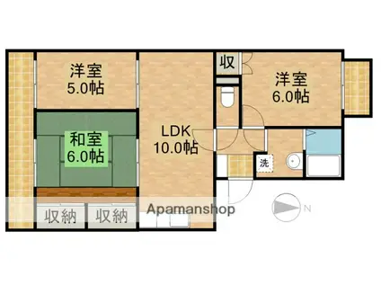 レークハイムA(3LDK/1階)の間取り写真