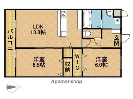 ロルベーア(2LDK/2階)の間取り写真