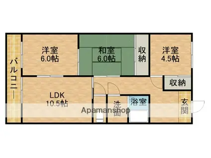 今之浦マンション(3LDK/2階)の間取り写真