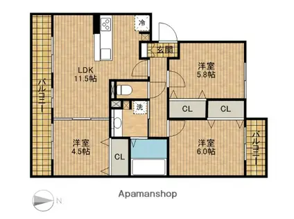 ROYAL WINS(3LDK/1階)の間取り写真