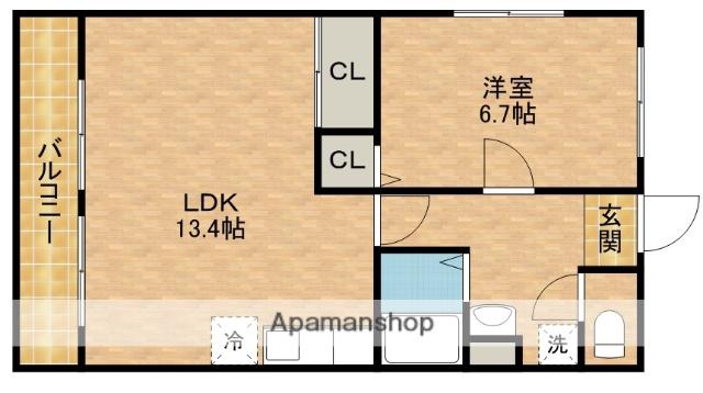 遠鉄ハイツ西ヶ崎G棟(1LDK/1階)の間取り写真