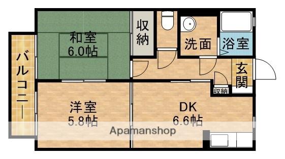 三井ハイツB(2DK/2階)の間取り写真