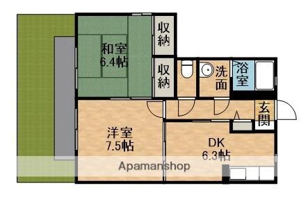 三井ハイツB(2DK/1階)の間取り写真