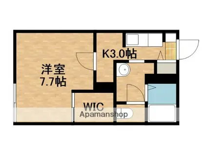 ボナールⅠ(1K/1階)の間取り写真