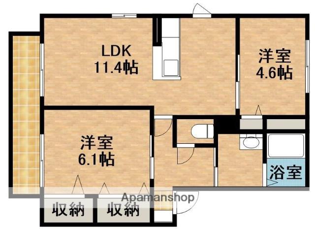 グラシューズC棟(2LDK/2階)の間取り写真
