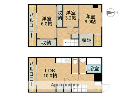 ユーロハイツ浜岡(3LDK/4階)の間取り写真