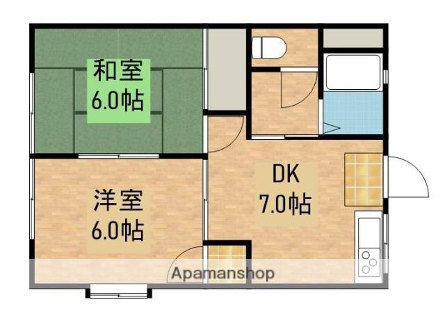 フォーブルLⅢ(2DK/2階)の間取り写真