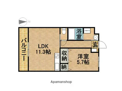 プリマ・クラッセ(1LDK/4階)の間取り写真