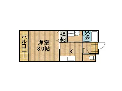 リヴェールJ7(1K/1階)の間取り写真