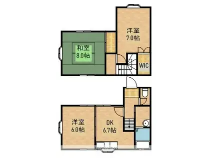 東海道本線 浜松駅 バス乗車時間:40分 大竹医院バス停で下車 徒歩8分 2階建 築34年(3DK)の間取り写真