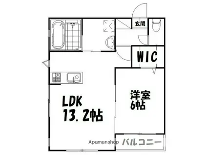 ロゼッタ住吉(1LDK/2階)の間取り写真