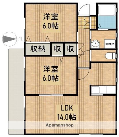 東海道本線 浜松駅 バス乗車時間:14分 上西町バス停で下車 徒歩2分 1階建 築21年(2LDK)の間取り写真