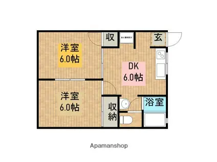 サンモール一番館(2DK/2階)の間取り写真