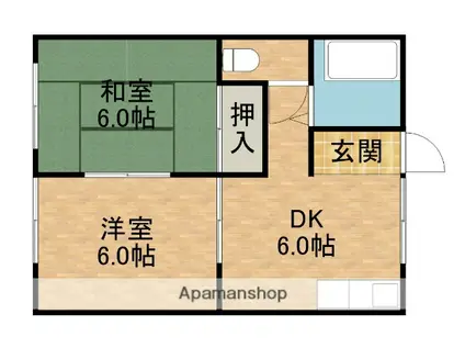 ハイツ三共Ⅲ(2DK/2階)の間取り写真
