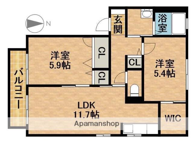 MASTTOWN愛野ⅡS(2LDK/1階)の間取り写真