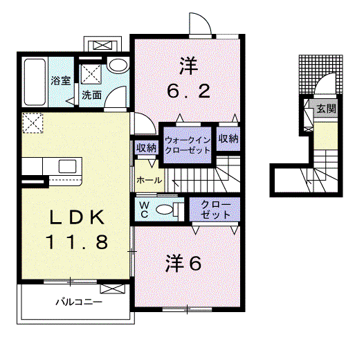 ベル ブルック(2LDK/2階)の間取り写真