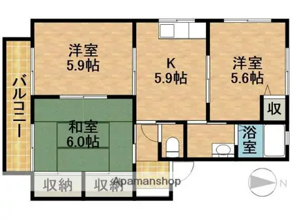 エステートさぎたB(3K/1階)の間取り写真