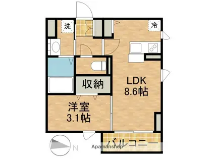 D-HILLS見付(1LDK/2階)の間取り写真