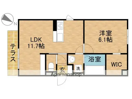 ブレーメン B棟(1LDK/1階)の間取り写真