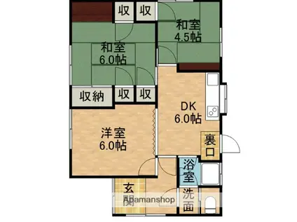 東海道本線 焼津駅 バス乗車時間:20分 下小田バス停で下車 徒歩5分 1階建 築56年(3DK)の間取り写真
