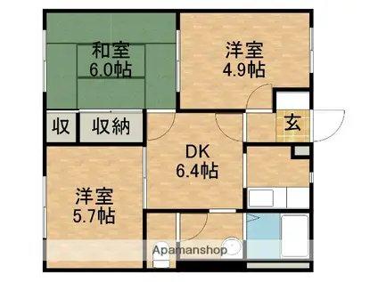 オレンジ A(3DK/2階)の間取り写真