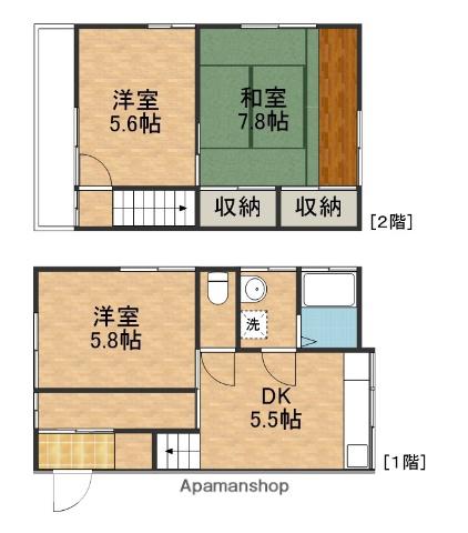 東海道・山陽新幹線 掛川駅 バス乗車時間:16分 井崎バス停で下車 徒歩23分 2階建 築52年(3K)の間取り写真