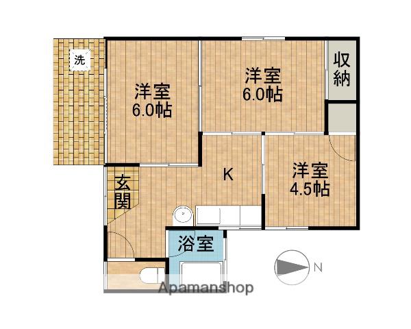 東海道本線 磐田駅 徒歩15分 1階建 築41年(3K)の間取り写真