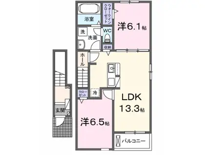 アウレリッソA(2LDK/2階)の間取り写真