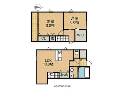 メゾネットみさき(2LDK)の間取り写真