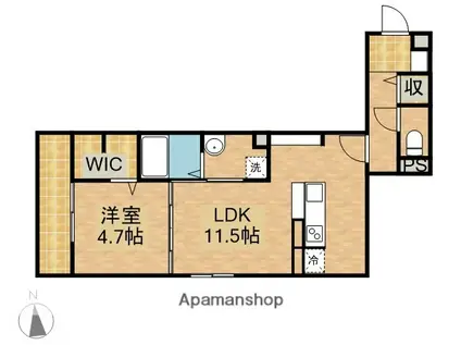 ニューヴィレッジⅡ(1LDK/1階)の間取り写真