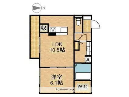 Uリッチトリシア(1LDK/3階)の間取り写真