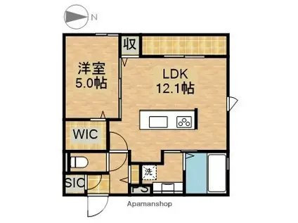 Uリッチトリシア(1LDK/3階)の間取り写真