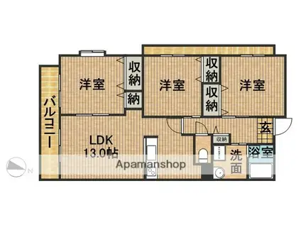 リヴェール・J34(3LDK/3階)の間取り写真