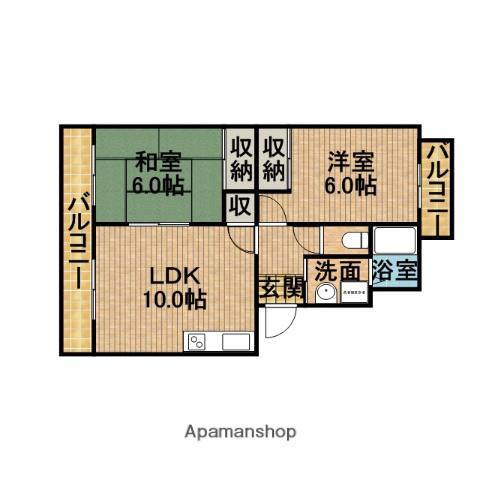 フローラⅡ(2LDK/2階)の間取り写真